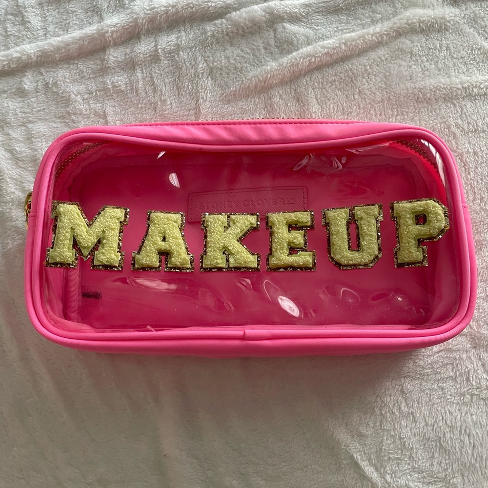 Pink Stoney Clover Lane Makeup Small Pouch with Clear Front